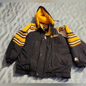 Vintage Rare 90's Pittsburgh Steelers Starter Puffer Jacket Hooded Men's XL‎
